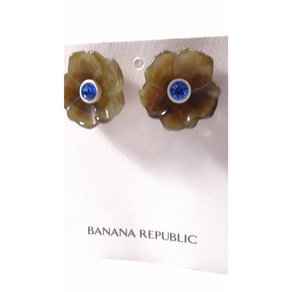 Banana Republic Women's Lucite RESIN FLOWER STUD EARRINGS NWT 48 Tortoise - Picture 12 of 12
